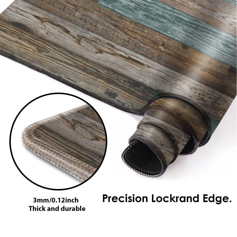 Galdas Gaming Mouse Pad Vintage Wood Grain Pattern XXL XL Large Mouse Pad Mat Long Extended Mousepad Desk Pad Non-Slip Rubber Mice Pads Stitched Edges Thin Pad (31.5x11.8x0.12Inch) - Image 4